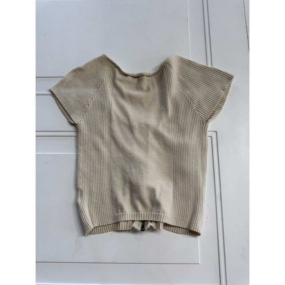 LA Hearts Womens Size S Tan Zip Up Short Sleeve Crop Top Shirt Blouse - Picture 4 of 6